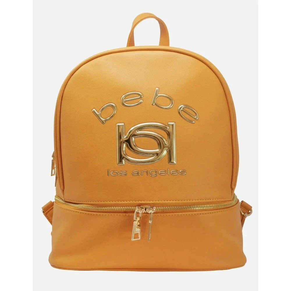 BeBe Women’s Backpack Bag Leather Apricot Color  lining Authentic